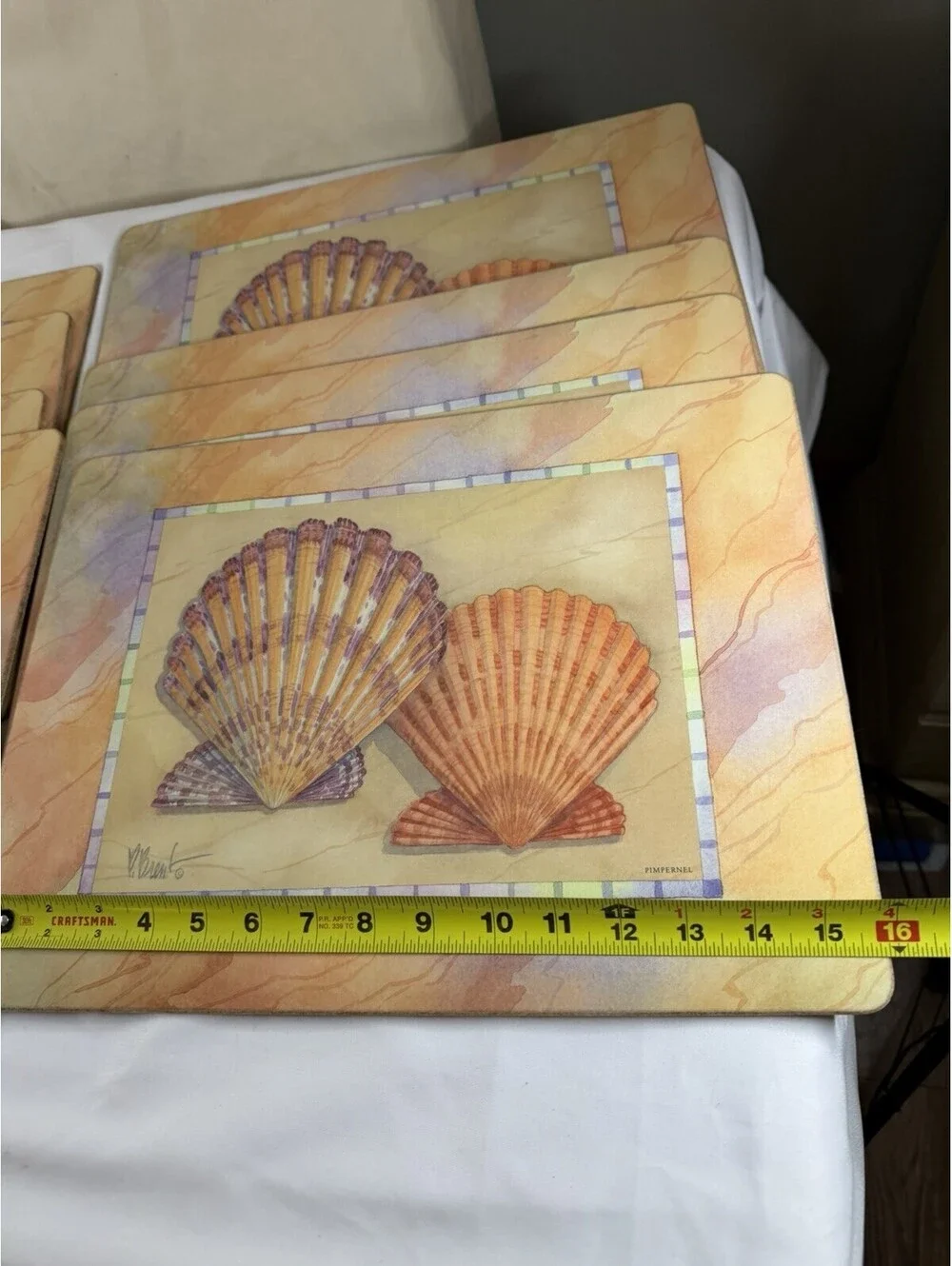 Set Of 8 Royal Table Placemats Rare Shells Design 15.75